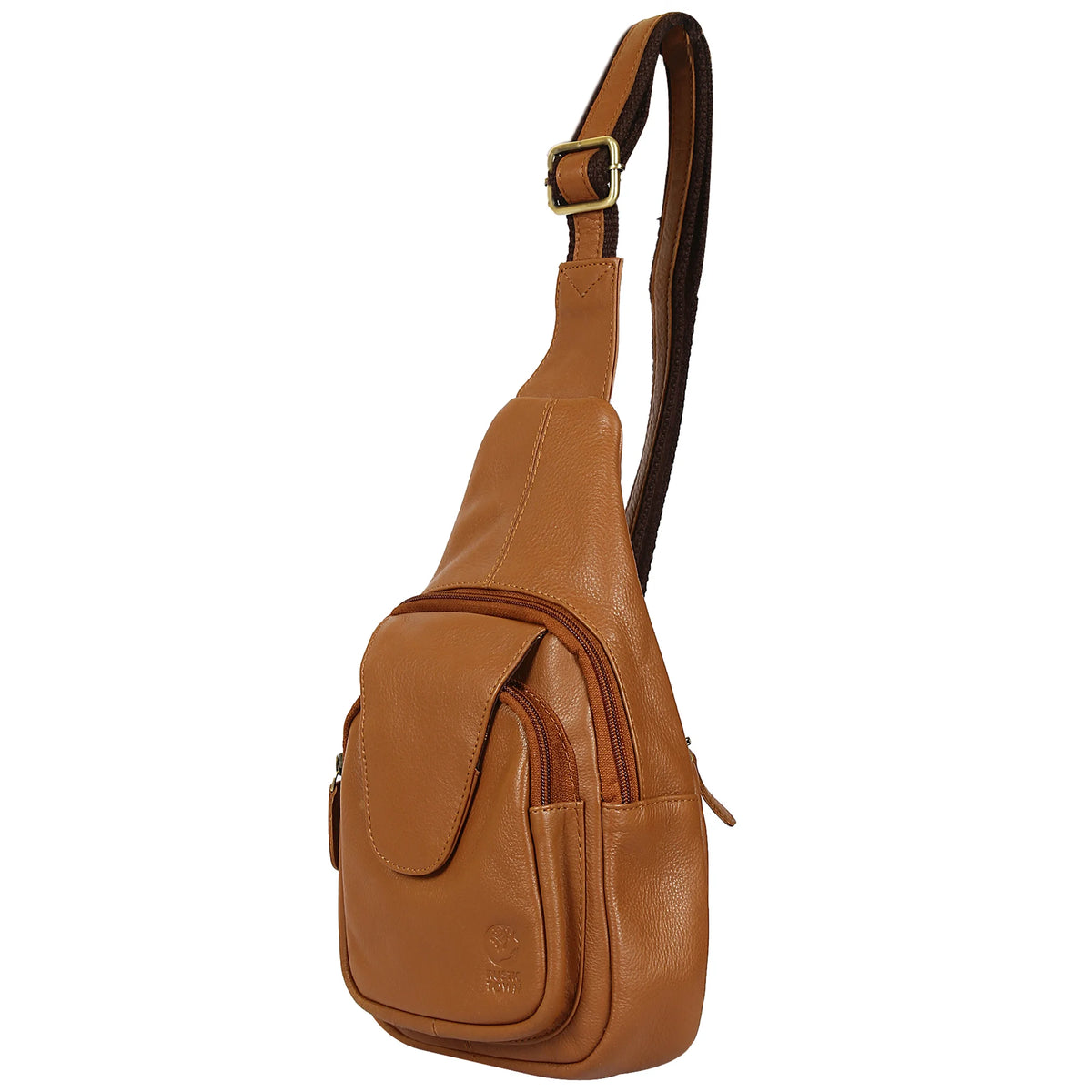 Denali Leather Sling Bag, Chest Shoulder Backpack for Men Women (Brown)