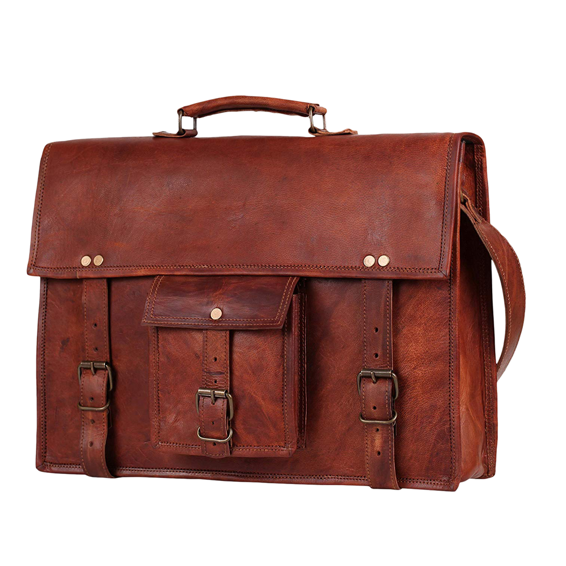 Beast 16" Leather Briefcase Classic Laptop Messenger Bag
