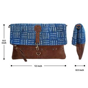 Woven Fabric Leather Shoulder Boho Bag for Women