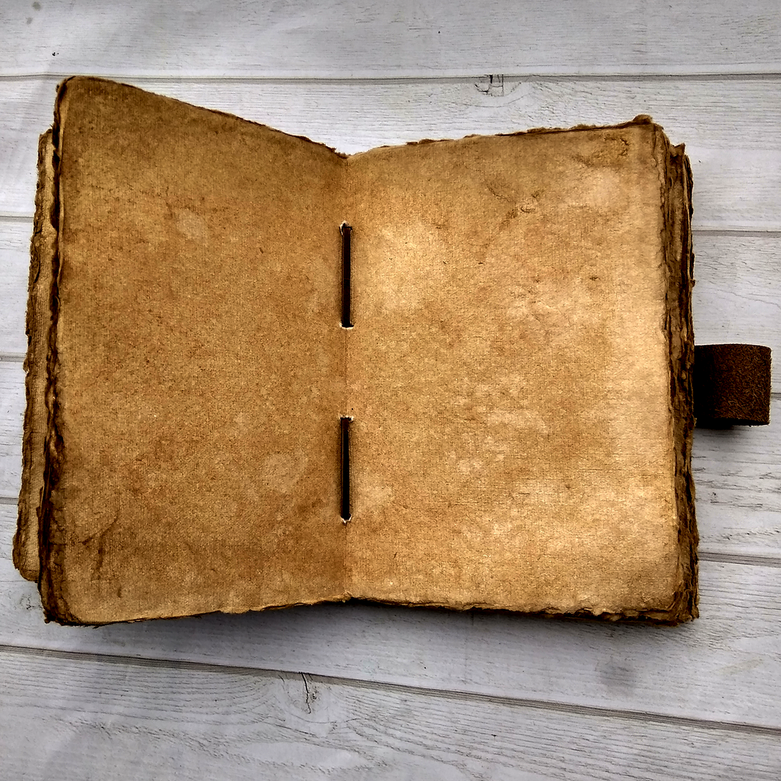 Leather Bound Journal - A5 Handmade Antique Deckle Edge Paper